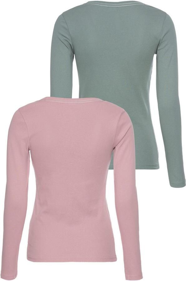 KangaROOS Shirt met lange mouwen Lange mouwen effen of gemêleerd ronde hals (2-delig Set van 2) - Foto 6