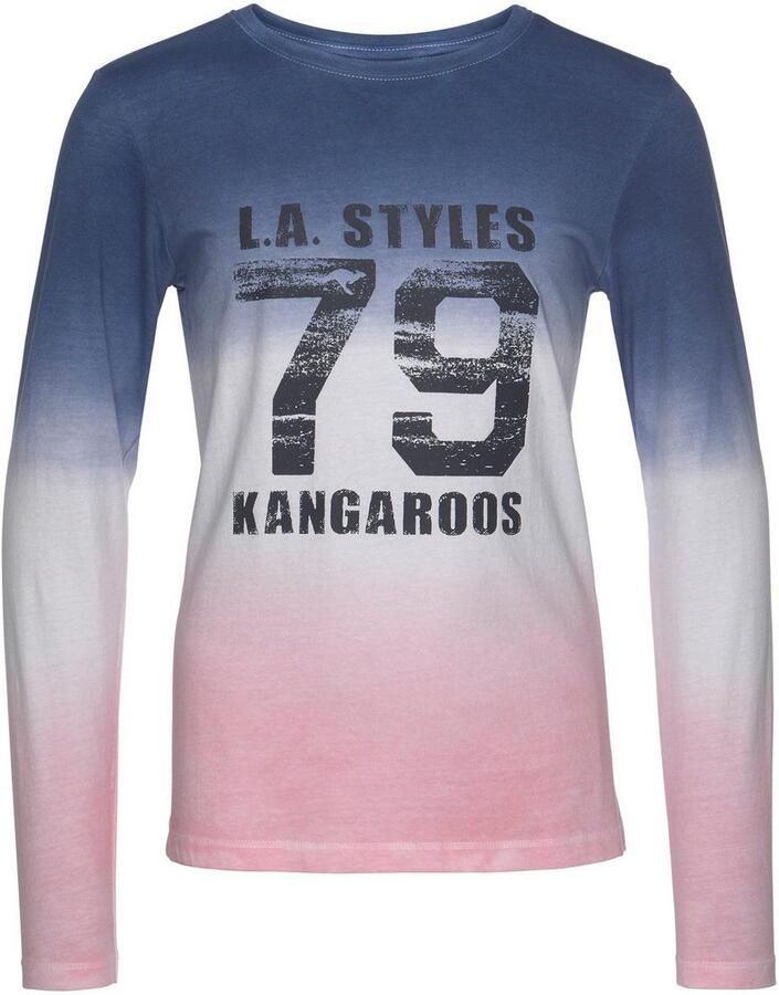 KangaROOS Shirt met lange mouwen Lange mouwen getailleerde snit met print ronde hals - Foto 5