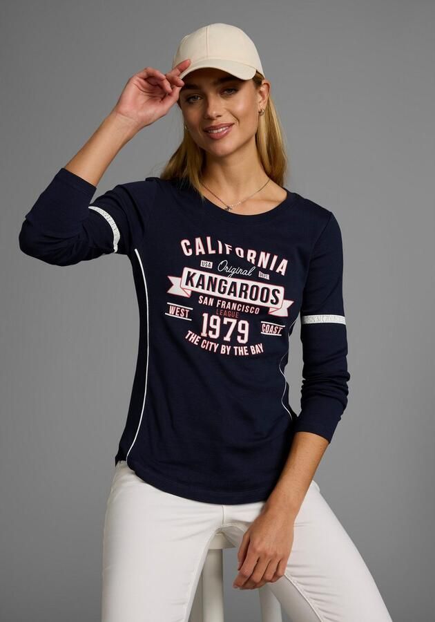 KangaROOS Shirt met lange mouwen Lange mouwen zeer figuurvolgend bedrukt en met borduring - Foto 9