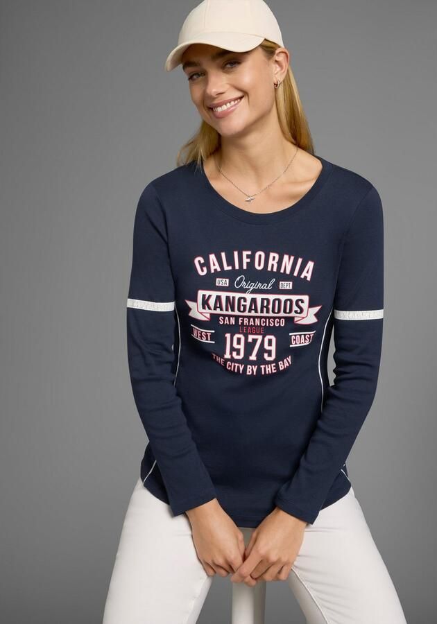 KangaROOS Shirt met lange mouwen Lange mouwen zeer figuurvolgend bedrukt en met borduring - Foto 10