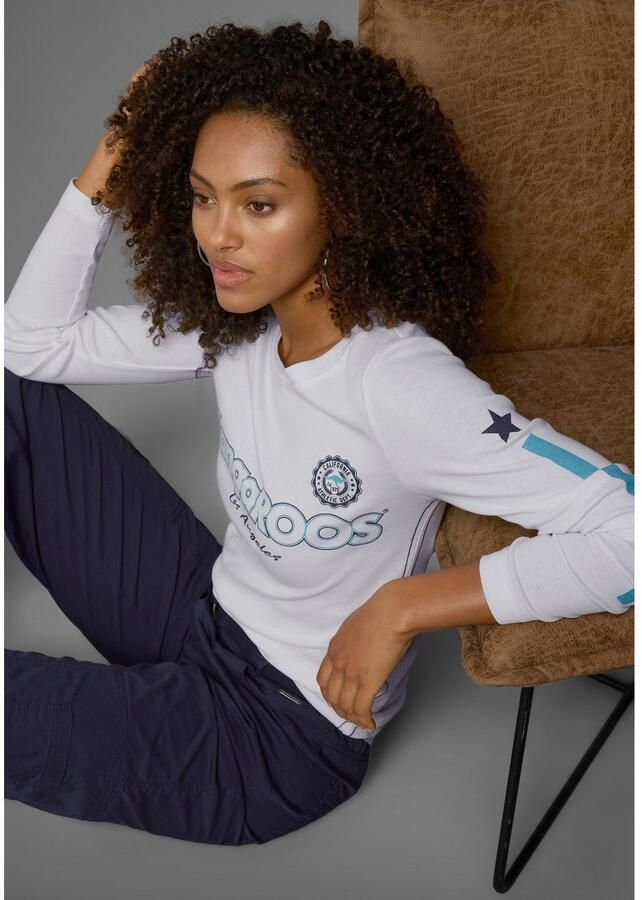 KangaROOS Shirt met lange mouwen lange mouwen zeer figuurvolgend met logoprint van katoen