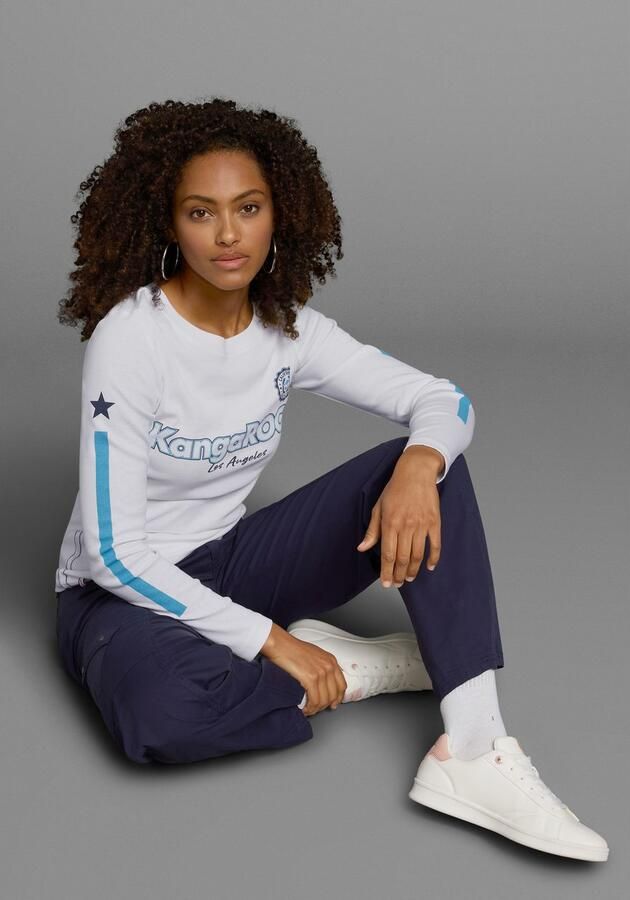 KangaROOS Shirt met lange mouwen lange mouwen zeer figuurvolgend met logoprint van katoen - Foto 9