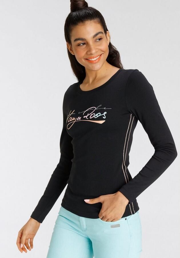 KangaROOS Shirt met lange mouwen lange mouwen zeer figuurvolgend van 100% katoen - Foto 4