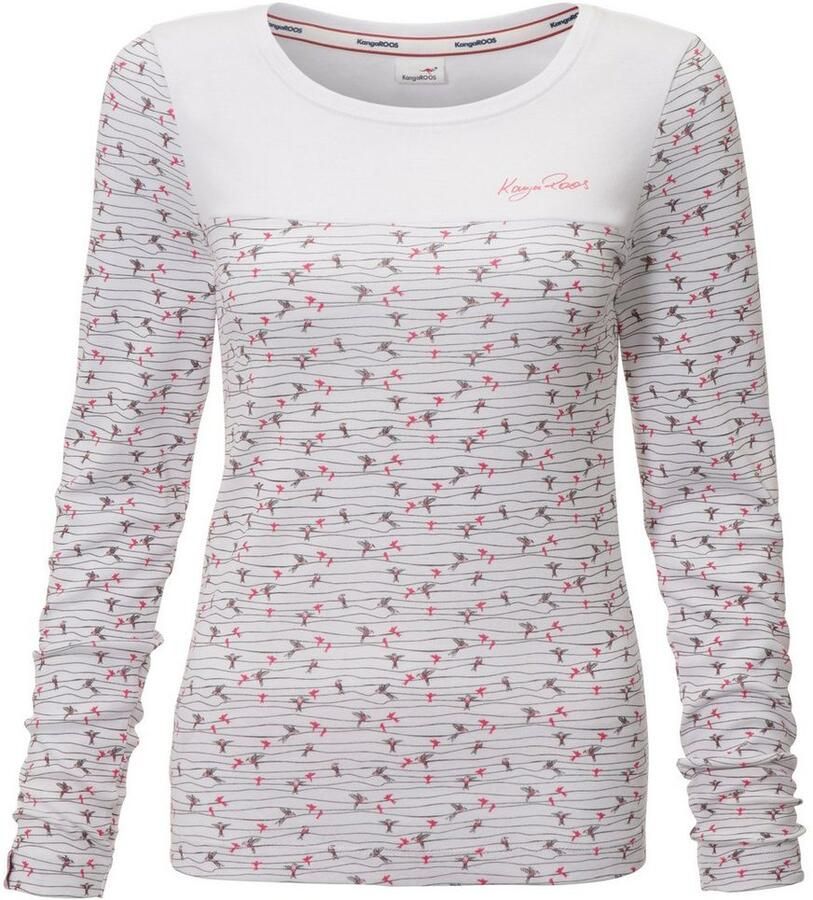 KangaROOS Shirt met lange mouwen Lange mouwen zeer figuurvolgend van katoen