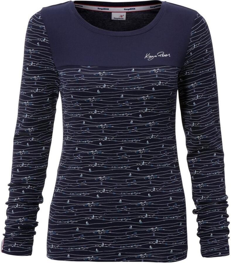 KangaROOS Shirt met lange mouwen Lange mouwen zeer figuurvolgend van katoen