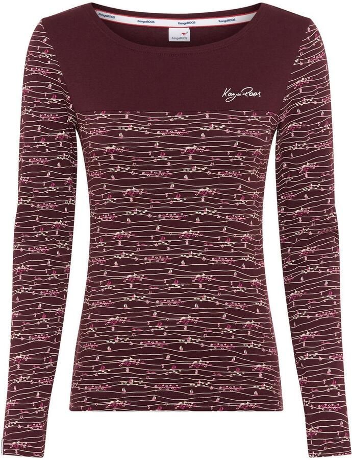 KangaROOS Shirt met lange mouwen Lange mouwen zeer figuurvolgend van katoen