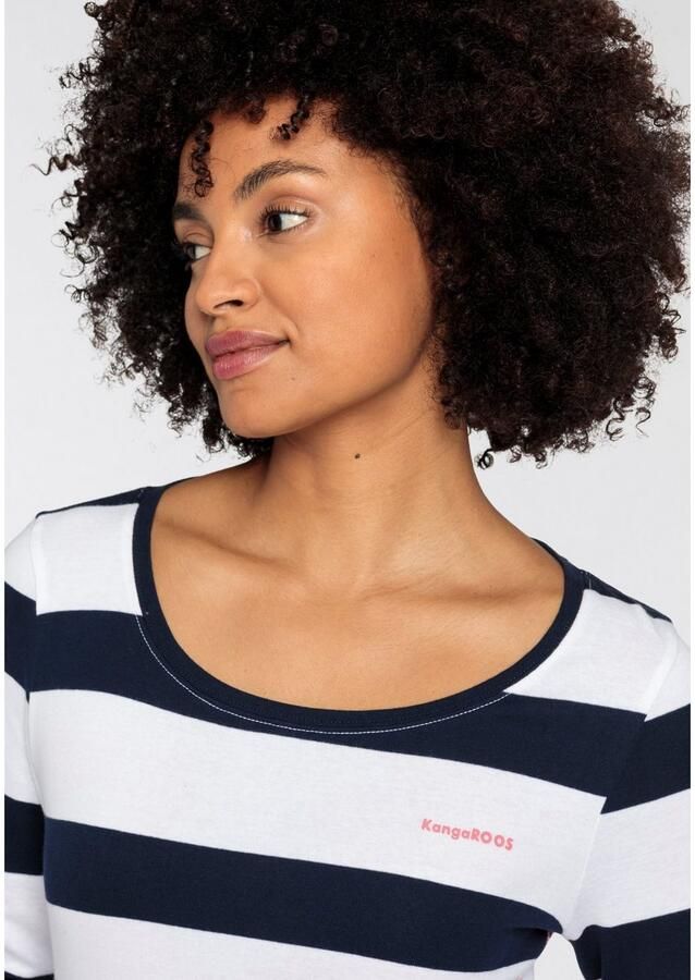 KangaROOS Shirt met lange mouwen Lange mouwen zeer figuurvolgende pasvorm van 100% katoen - Foto 2