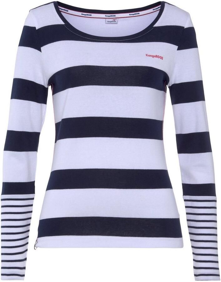 KangaROOS Shirt met lange mouwen Lange mouwen zeer figuurvolgende pasvorm van 100% katoen