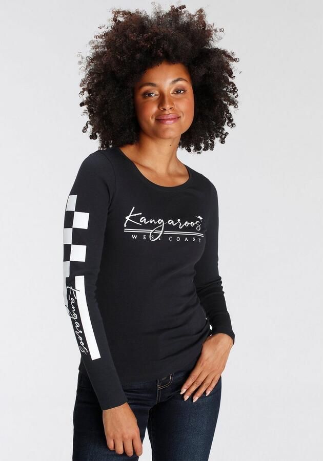 KangaROOS Shirt met lange mouwen Lange mouwen zeer figuurvolgende pasvorm van katoen - Foto 5