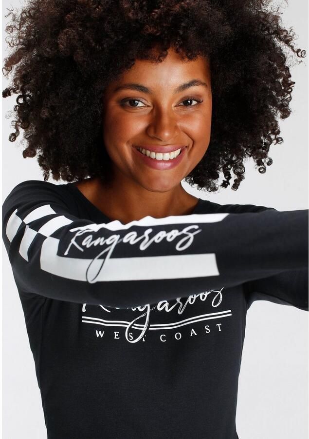 KangaROOS Shirt met lange mouwen Lange mouwen zeer figuurvolgende pasvorm van katoen - Foto 3