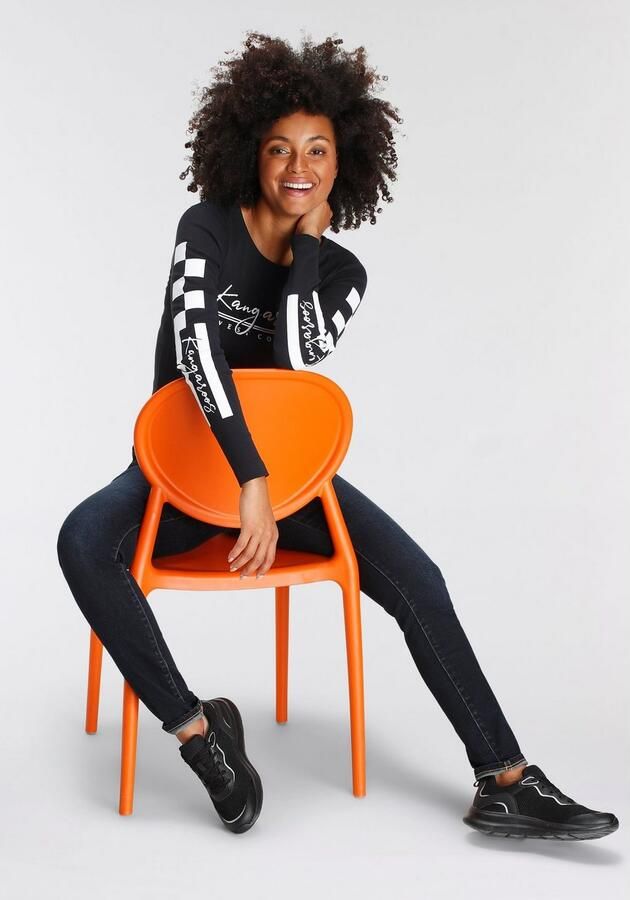 KangaROOS Shirt met lange mouwen Lange mouwen zeer figuurvolgende pasvorm van katoen - Foto 7