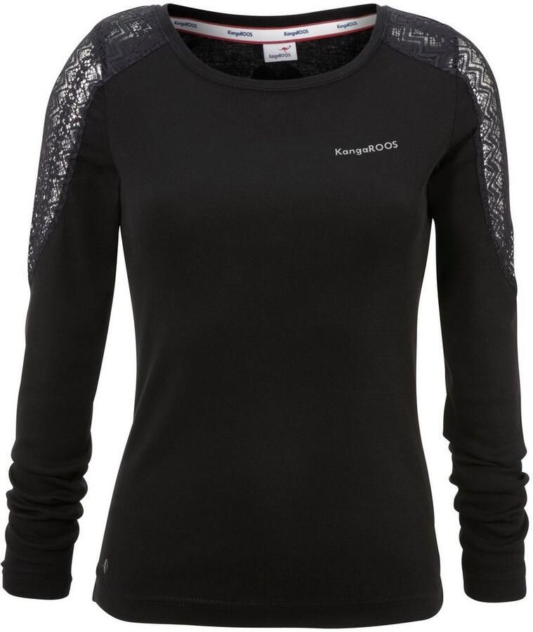 KangaROOS Shirt met lange mouwen Lange mouwen zeer figuurvolgende pasvorm van ribstof