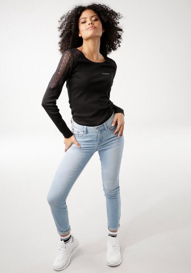 KangaROOS Shirt met lange mouwen Lange mouwen zeer figuurvolgende pasvorm van ribstof - Foto 8