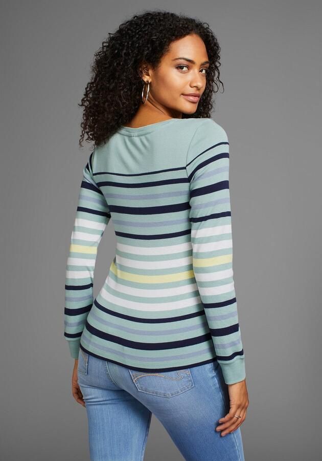 KangaROOS Shirt met lange mouwen lichaamsnauwkeurige pasvorm effen sportieve look van katoen - Foto 2