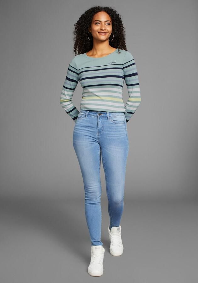 KangaROOS Shirt met lange mouwen lichaamsnauwkeurige pasvorm effen sportieve look van katoen - Foto 3