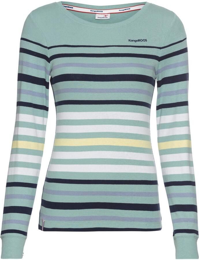 KangaROOS Shirt met lange mouwen lichaamsnauwkeurige pasvorm effen sportieve look van katoen