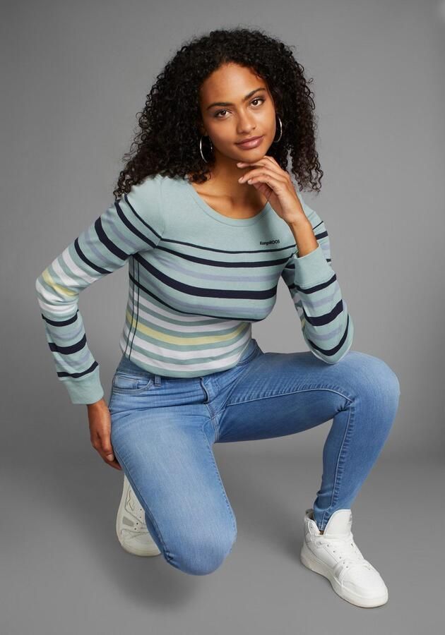 KangaROOS Shirt met lange mouwen lichaamsnauwkeurige pasvorm effen sportieve look van katoen - Foto 5