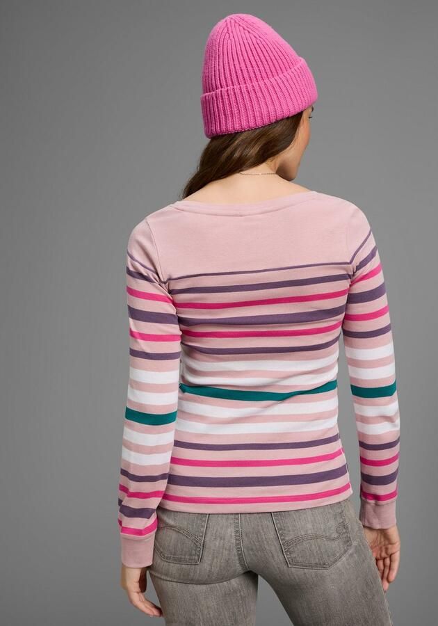 KangaROOS Shirt met lange mouwen lichaamsnauwkeurige pasvorm effen sportieve look van katoen - Foto 6