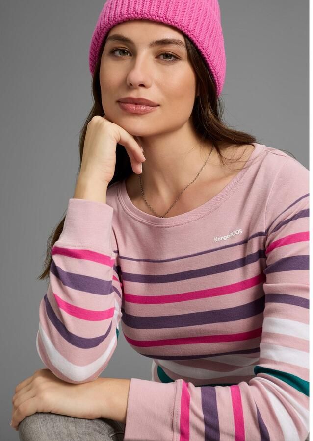 KangaROOS Shirt met lange mouwen lichaamsnauwkeurige pasvorm effen sportieve look van katoen - Foto 2