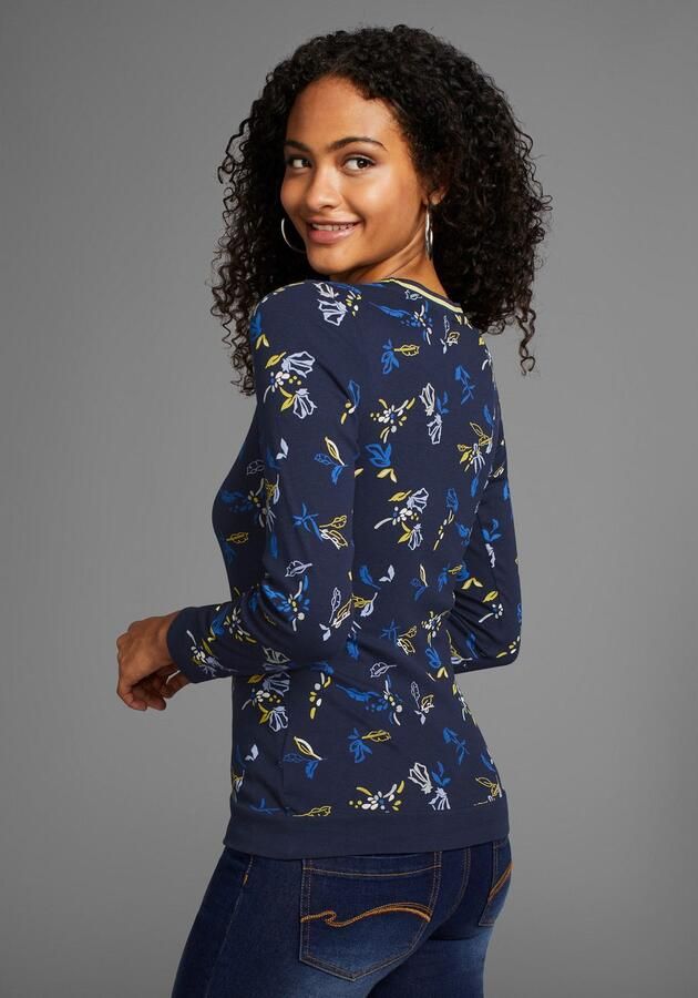 KangaROOS Shirt met lange mouwen met allover-print en contrastdetails - Foto 6