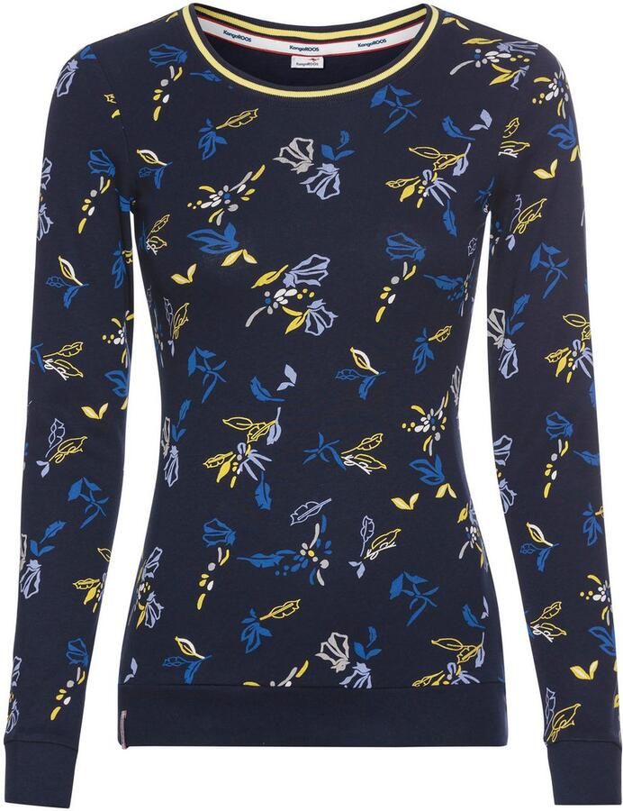 KangaROOS Shirt met lange mouwen met allover-print en contrastdetails
