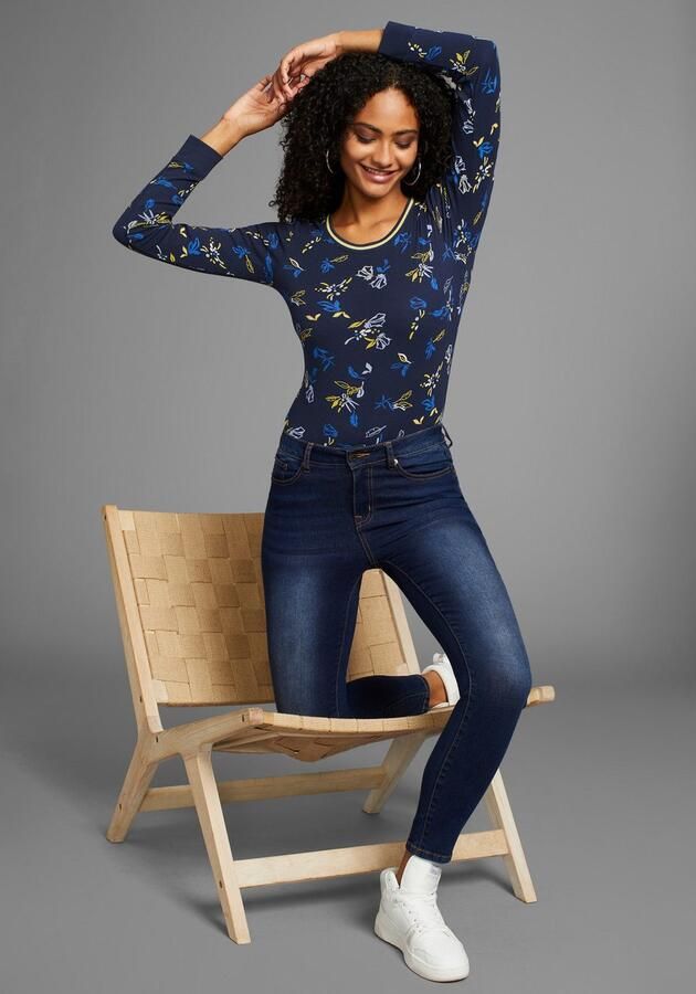 KangaROOS Shirt met lange mouwen met allover-print en contrastdetails - Foto 4