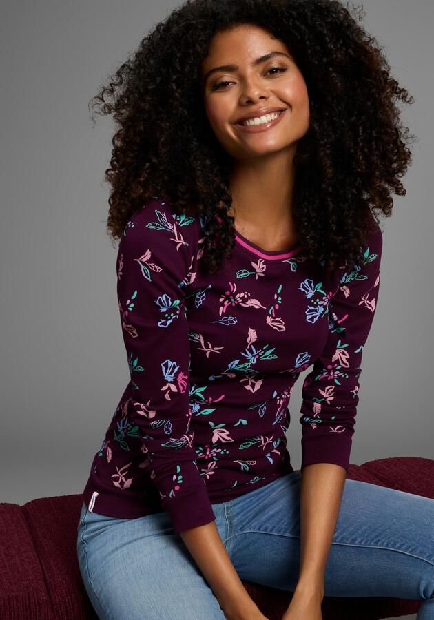 KangaROOS Shirt met lange mouwen met allover-print en contrastdetails - Foto 6