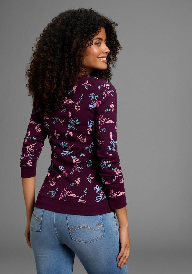 KangaROOS Shirt met lange mouwen met allover-print en contrastdetails - Foto 4