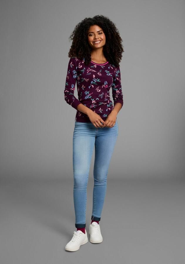 KangaROOS Shirt met lange mouwen met allover-print en contrastdetails - Foto 5