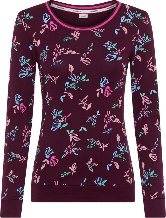 KangaROOS Shirt met lange mouwen met allover-print en contrastdetails