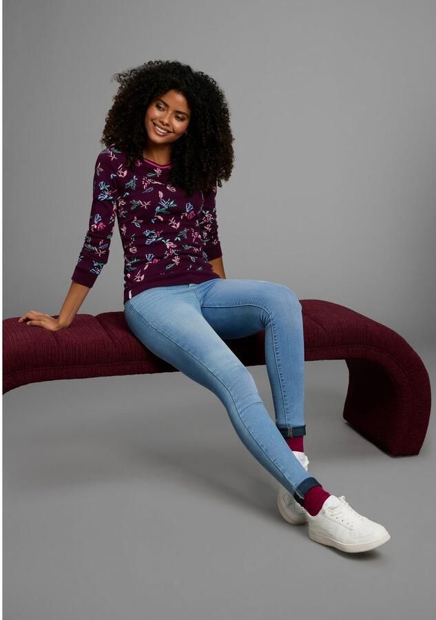 KangaROOS Shirt met lange mouwen met allover-print en contrastdetails - Foto 3