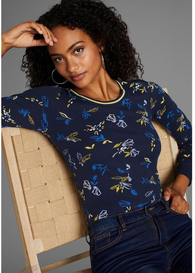 KangaROOS Shirt met lange mouwen met allover-print en contrastdetails - Foto 2