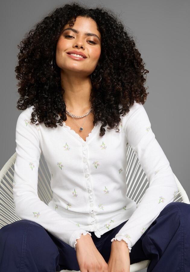 KangaROOS Shirt met lange mouwen met bloe print en knoopsluiting - Foto 7