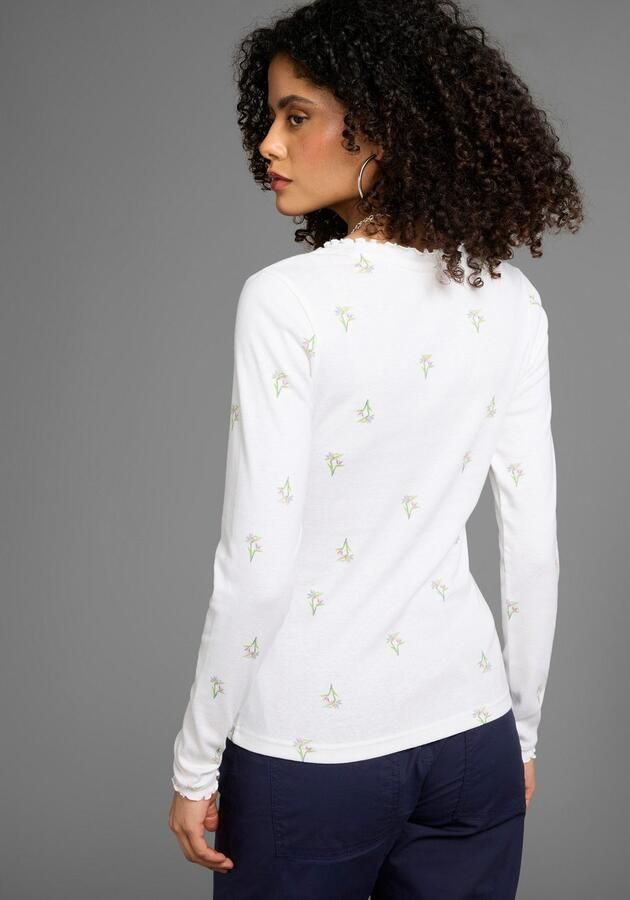 KangaROOS Shirt met lange mouwen met bloe print en knoopsluiting - Foto 4