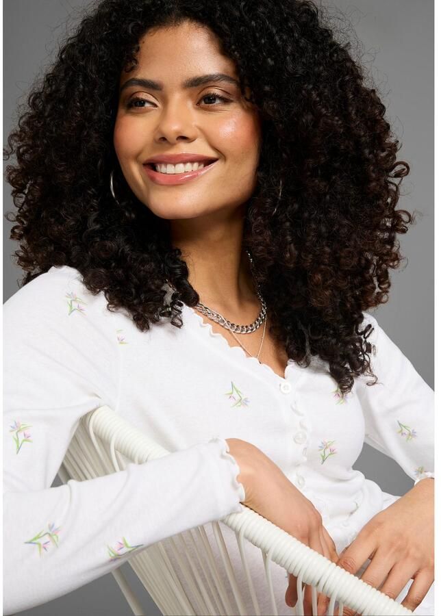 KangaROOS Shirt met lange mouwen met bloe print en knoopsluiting - Foto 3