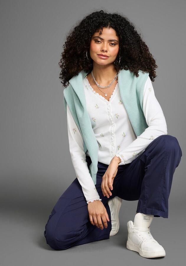 KangaROOS Shirt met lange mouwen met bloe print en knoopsluiting - Foto 5