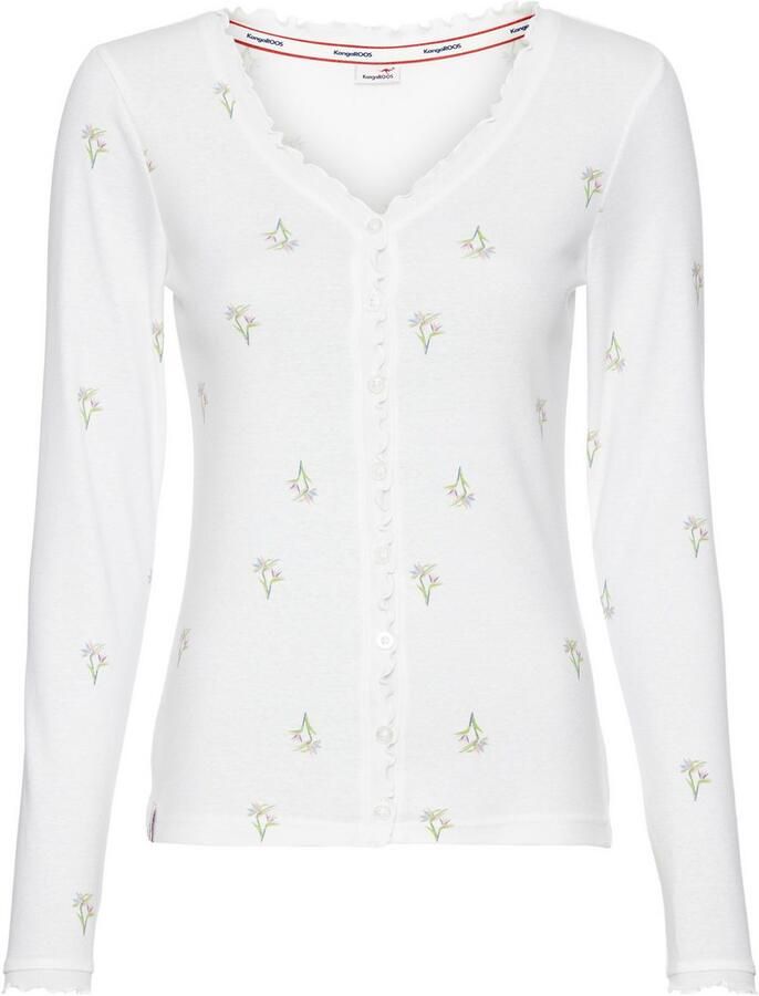 KangaROOS Shirt met lange mouwen met bloe print en knoopsluiting