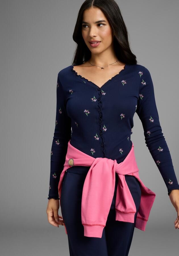 KangaROOS Shirt met lange mouwen met bloe print en knoopsluiting - Foto 6