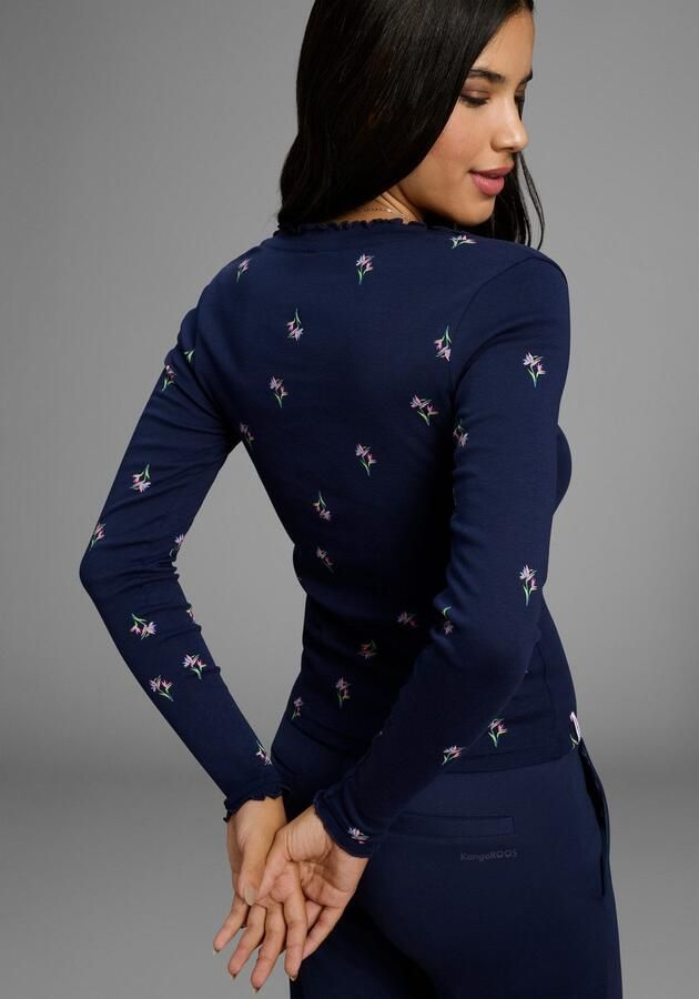 KangaROOS Shirt met lange mouwen met bloe print en knoopsluiting - Foto 3