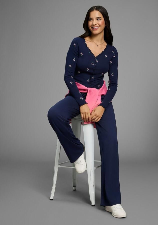 KangaROOS Shirt met lange mouwen met bloe print en knoopsluiting - Foto 5