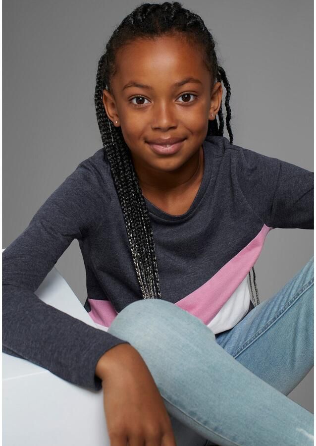 KangaROOS Shirt met lange mouwen Met coole colorblocking met logo en borduursel - Foto 3