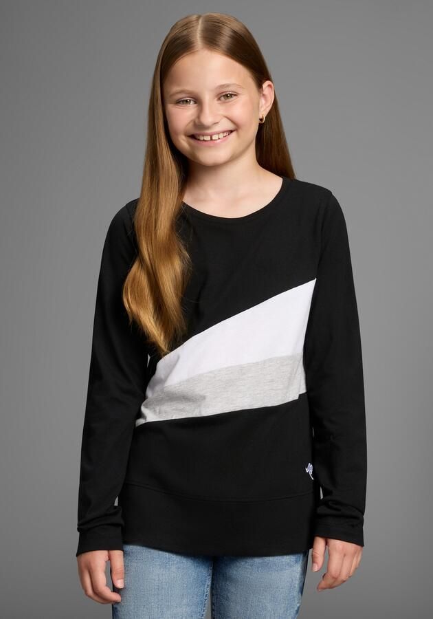 KangaROOS Shirt met lange mouwen Met coole colorblocking met logo en borduursel - Foto 3