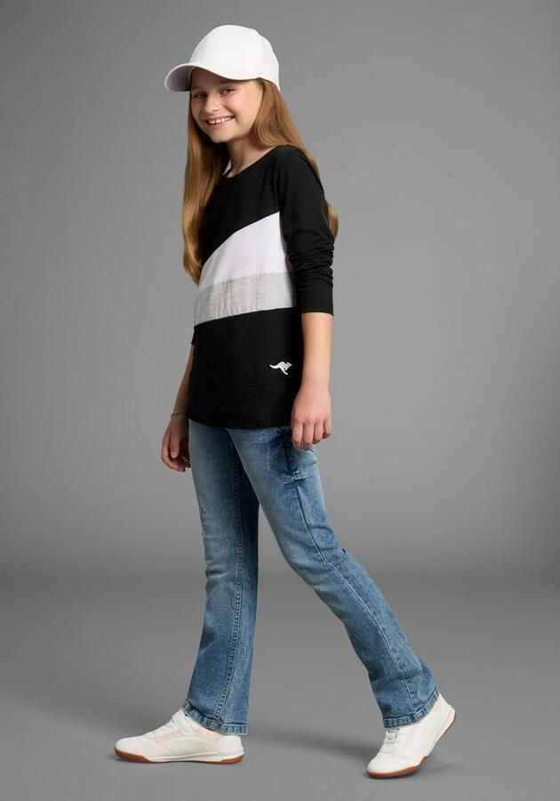 KangaROOS Shirt met lange mouwen Met coole colorblocking met logo en borduursel - Foto 5