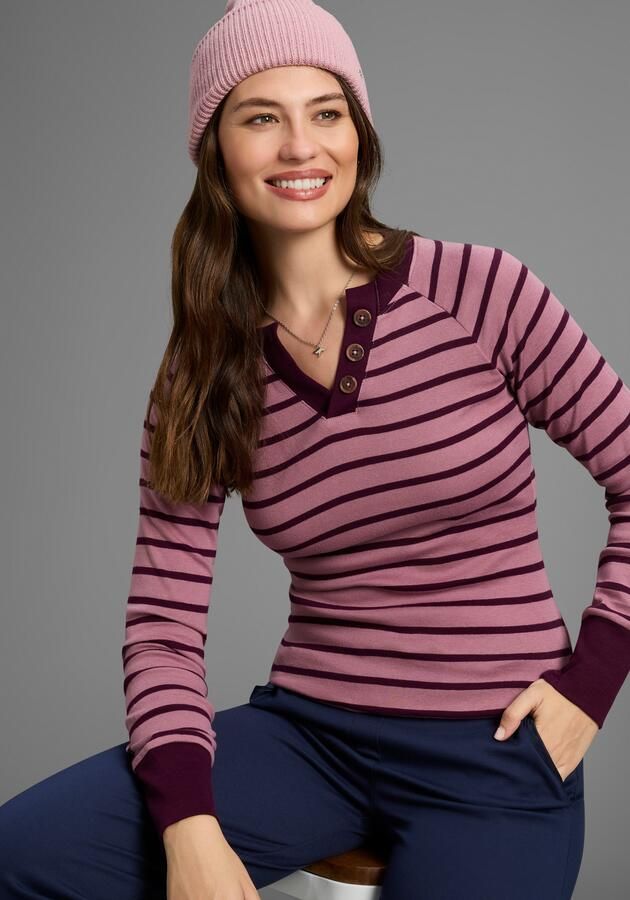 KangaROOS Shirt met lange mouwen met henley-halslijn en sierknopen - Foto 6