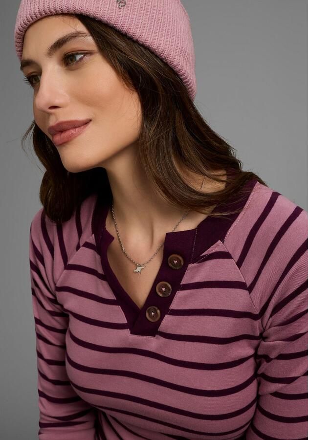 KangaROOS Shirt met lange mouwen met henley-halslijn en sierknopen - Foto 2