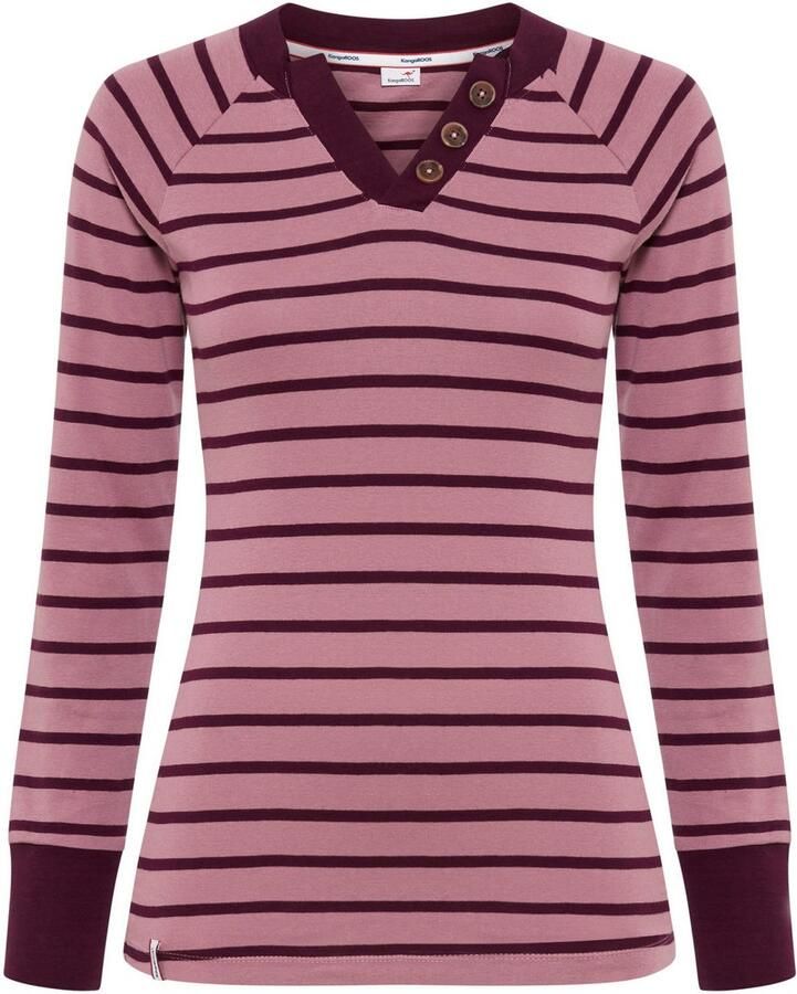 KangaROOS Shirt met lange mouwen met henley-halslijn en sierknopen