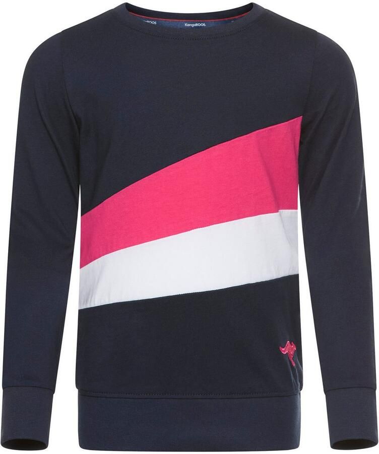 KangaROOS Shirt met lange mouwen Met inzetstukken voor kleine meisjes Shirt met modieuze inzetstukken en logoborduurwerk
