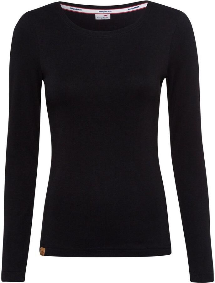 KangaROOS Shirt met lange mouwen met opgerolde mouwen zeer figuurvolgend van ribstof - Foto 7