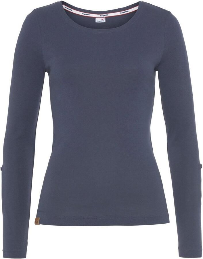 KangaROOS Shirt met lange mouwen met opgerolde mouwen zeer figuurvolgend van ribstof - Foto 5