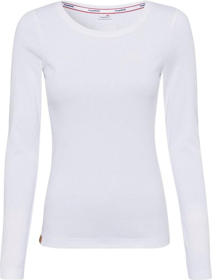 KangaROOS Shirt met lange mouwen met opgerolde mouwen zeer figuurvolgend van ribstof